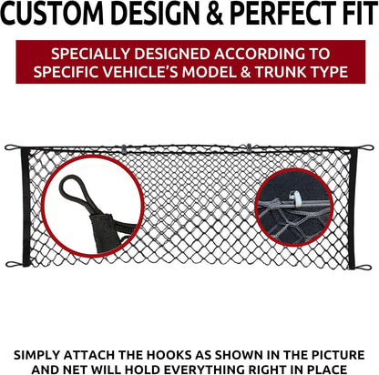 Trunk Envelope Style Mesh Cargo Net for Toyota Camry 2018-2025, 2026- Car Accessories - Premium Trunk Organizer and Storage - Cargo Net for Sedan - Vehicle Carrier Organizer for Toyota Camry