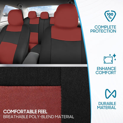 BDK PolyPro Car Seat Covers Full Set in Charcoal on Black – Front and Rear Split Bench for Cars, Easy to Install Cover Set, Accessories Auto Trucks Van SUV