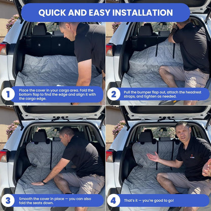4Knines Split Cargo Liner for SUV – For Dogs & Pets, Heavy-Duty, Waterproof Trunk Mat & Cargo Cover – Fits 60/40 Split Bench & Armrest Pass-Through – Machine Washable, Non-Slip, Durable (Large, Black)