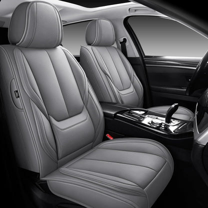 MINGBRON Car Seat Cover Full Set, Leather Car Seat Cover, Waterproof Seat Covers, Car Seat Cushion, Nappa Leather Seat Covers Car Seat Protector Universal Fit Most Cars Black