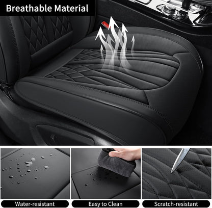 MINGBRON Leather Car Seat Covers,Car Seat Protector Waterproof,Seat Covers Full Set, Car Seat Protectors 5 Seats,Automotive Seat Covers Fit Most Cars Wine Red