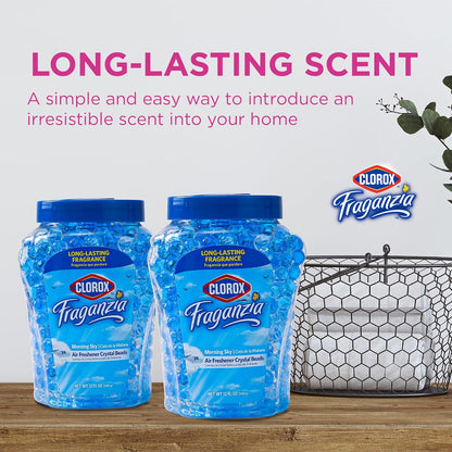 Clorox Fraganzia Crystal Beads Air Freshener, Long Lasting Room Deodorizer and Odor Eliminator Gel Beads to Freshen Home, Car, or Office, Fresh Ocean Breeze Scent, 12 Fl Oz
