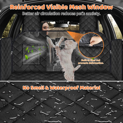 URPOWER 2026 Upgraded Back Seat Extender for Dogs - Large Hard Bottom Dog Car Seat Cover Holds 550lbs, Waterproof Dog Hammock Pet Bed with High-Density Foam Non-Slip Backseat Protector