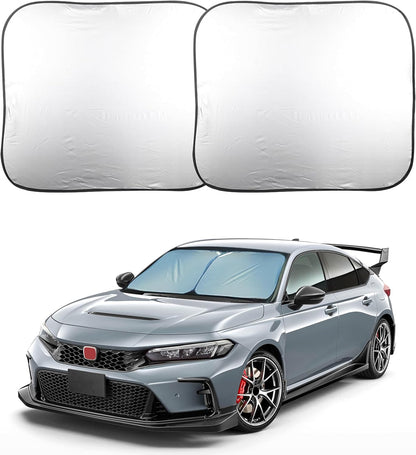 EcoNour 2 Piece Foldable Car Windshield Sun Shade – UV & Heat Protection, Interior Cooling, Durable Upgraded Design, Easy Fold, Front Window Sunshade - Medium (31" L x 28" W)