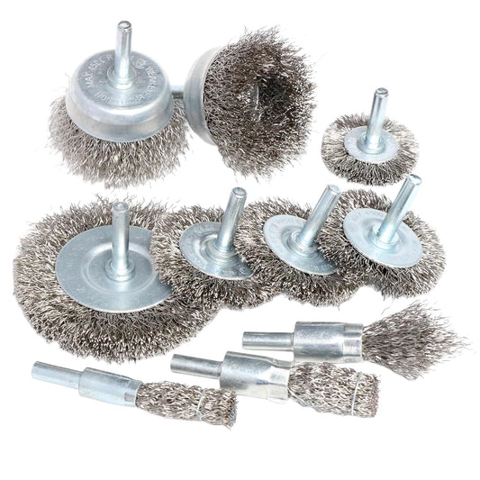 10PCS Stainless Steel Wire Wheel Brush Set,Cup Wire Brush for Drill with 1/4 Inch Shank, Wire Brushes for Cleaning Rust Removal, Corrosion & Scrub Surfaces