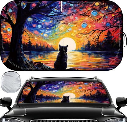 Iridescent Sun Shade for Car Windshield, Foldable Universal Car Windshield Upgrade Sunshade Enhanced UV Rays Reflective Sun Visor Shade Keeps Vehicle Cool