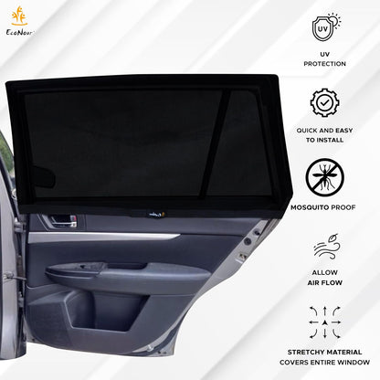 EcoNour Car Window Shades for Side Windows (Pack of 2) | Sun Shade for Car Heat and UV Protection | Adjustable Elastic Fabric Baby Car Shade | Rear Side Window Sun Shade Accessories (Large 21"x36")
