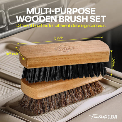 Fantasticlean 9PCS Car Interior Detailing Set, Microfiber Cloth & Applicator, Single-Head Detailing Brushes, Natural Bristles, Scratch-Free & Ultra-Soft for Seats Leather Care or Cleaning