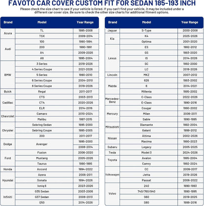 Favoto SUV Car Cover Waterproof All Weather 6 Layers Heavy Duty Car Cover for Automobiles Rain Sun Snow UV Protection with Inner Cotton Car Cover Outdoor Universal Fit for SUV (188-198 inch) Silver
