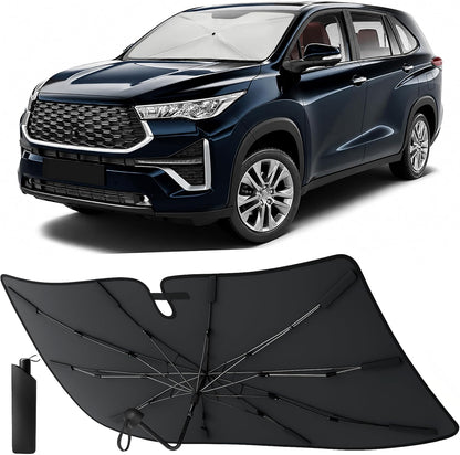Econour Windshields Sun Shade for Car | Medium Foldable Car Sunshade & Window Tint | UV & Heat Protection Front Window Sun Shield, Keeps Interior Cool, Fits Sedans SUVs & Trucks (57” x 33”)