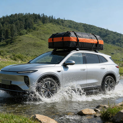 DUMOS Car Rooftop Cargo Carrier Bag Waterproof 20 Cubic Feet for All Cars | with Anti-Slip Mat, Combination Luggage Lock, Reinforced Straps & Door Hooks, Fit Vehicles with/without Roof Racks