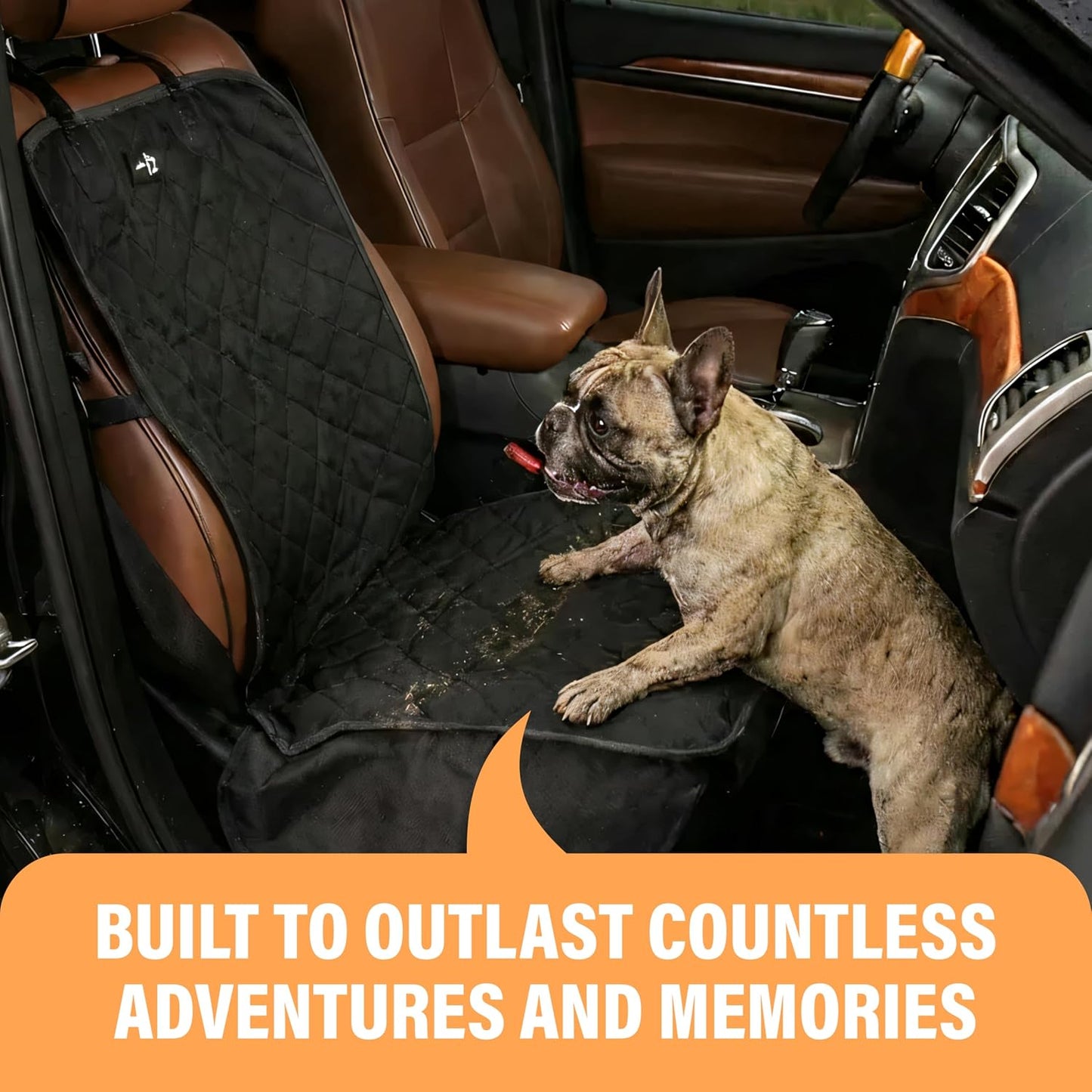 Active Pets Dog Car Seat Cover, Waterproof Front Seat Protector for SUV Truck Sedan, Pet Safety Travel Comfort System with Universal Fit, Black