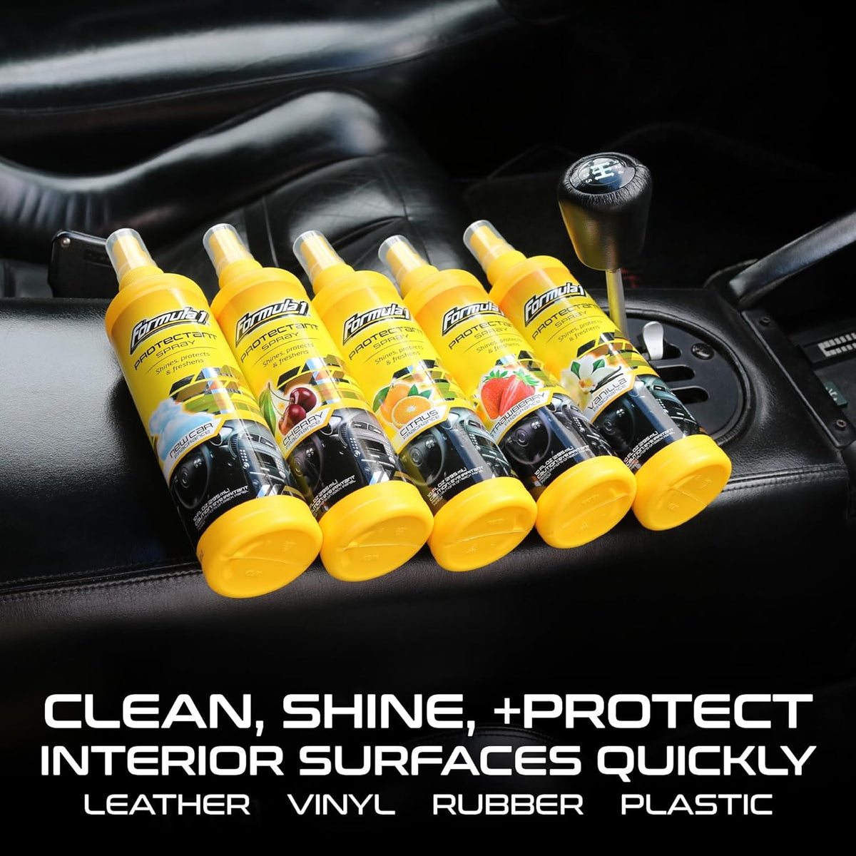 Formula 1 Interior Detailing Protectant Spray, Car Interior Cleaner with Lasting Strawberry Fragrance and UV Protection, Safe for Vinyl, Rubber, Plastic, & Dashboard - 10oz