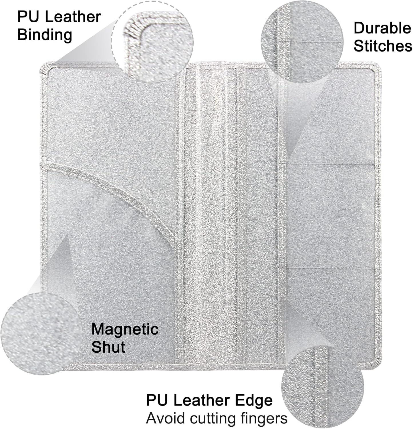 Car Registration and Insurance Holder, Premium Leather Insurance and Registration Holder,vehicle Glove Box Car Organizer, with Magnetic Shut for Cards, Driver License (Glitter Silver)
