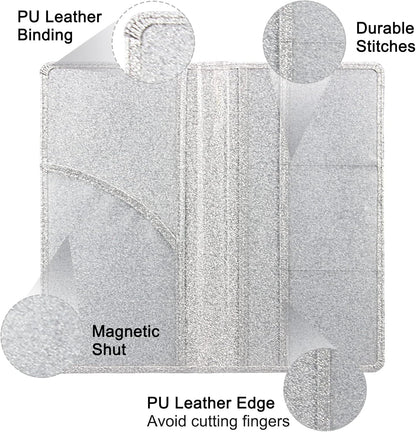 Car Registration and Insurance Holder, Premium Leather Insurance and Registration Holder,vehicle Glove Box Car Organizer, with Magnetic Shut for Cards, Driver License (Glitter Silver)