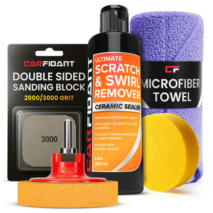 Carfidant Scratch Repair and Swirl Remover - Car Paint Scratch Remover & Restorer Kit with Buffer Pad - Polishing & Waxing Kits - Compound for Vehicles Paint Repair - 8.4 fl. Oz.