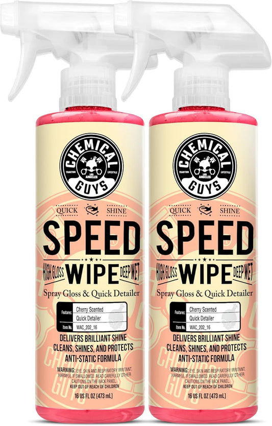 Chemical Guys Speed Wipe Quick Detailer - High Gloss, Streak-Free Shine, Detail Spray for Cars, Trucks, Motorcycles, RVs, and More, Safe on Paint, Glass, Wheels, and Trim, Cherry Scent, 128 fl oz