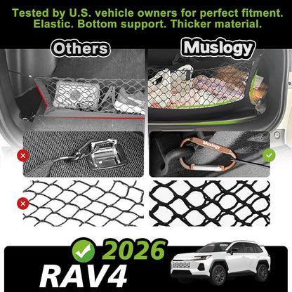 Muslogy Truck Bed Cargo Net Trunk Netting Compatible with 2023-2025 2026 Honda CR-V Accessories, Pickup Cargo Organizer SUV Sedan Storage Net w/Heavy Duty Carabiners - Colors A