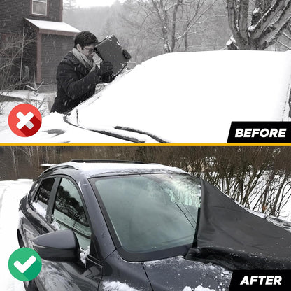 EcoNour Windshield Cover for Ice and Snow - Universal Fit for Car, SUV, Truck, Heavy Duty 600D Oxford Fabric Frost Protector for Ice & Sleet, Includes Anti-Theft Straps, Medium (69"x42")