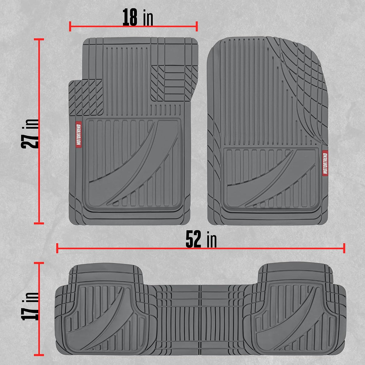 Motor Trend FlexTough Advanced Heavy Duty Black Rubber Car Floor Mats & Cargo Liner for SUV & Car Full Set - Universal Trim to Fit All Weather Automotive Floor Mat & Cargo Liners for SUV, Car, & Van