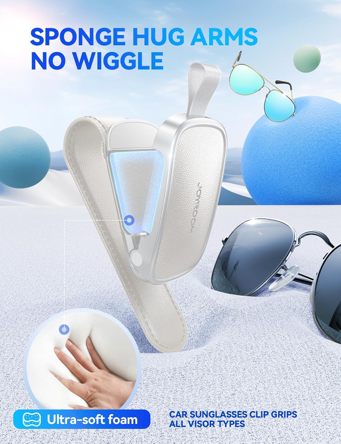 JOYROOM 2026 Unrivaled Stability Sunglass Holder for Car Visor, Magnetic Leather Sunglasses Holder Clip, One Hand Operation Car Glasses Holder, Universal Visor Clips for Cars Accessories, Black