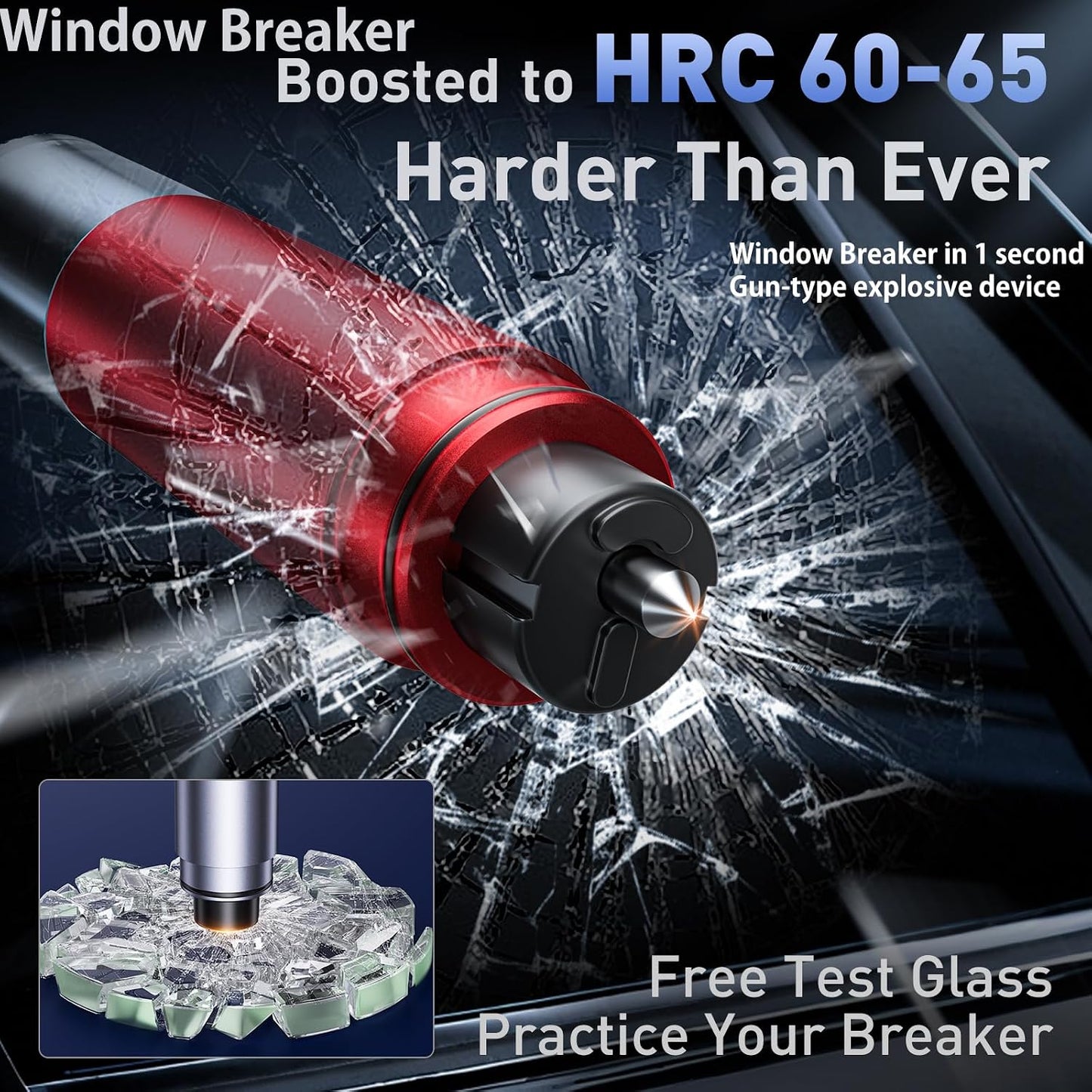 3-Pack Car Safety Hammer Seatbelt Cutter, 2026 Upgraded Transparent Lid Window Breaker Seatbelt Cutter Underwater, 2 in 1 Emergency Keychains car Window Breaker Tool, New Car Accessories