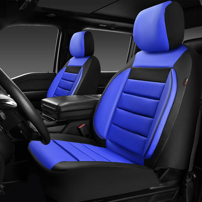 CAR PASS Faux Leather Car Seat Covers Front Seats Only, 3D Foam Support Car Seat Covers, Universal fit for Trucks Vans SUVs Sedans Automotive Comfortable, Airbag Compatible 2 Pieces Front Solid Black