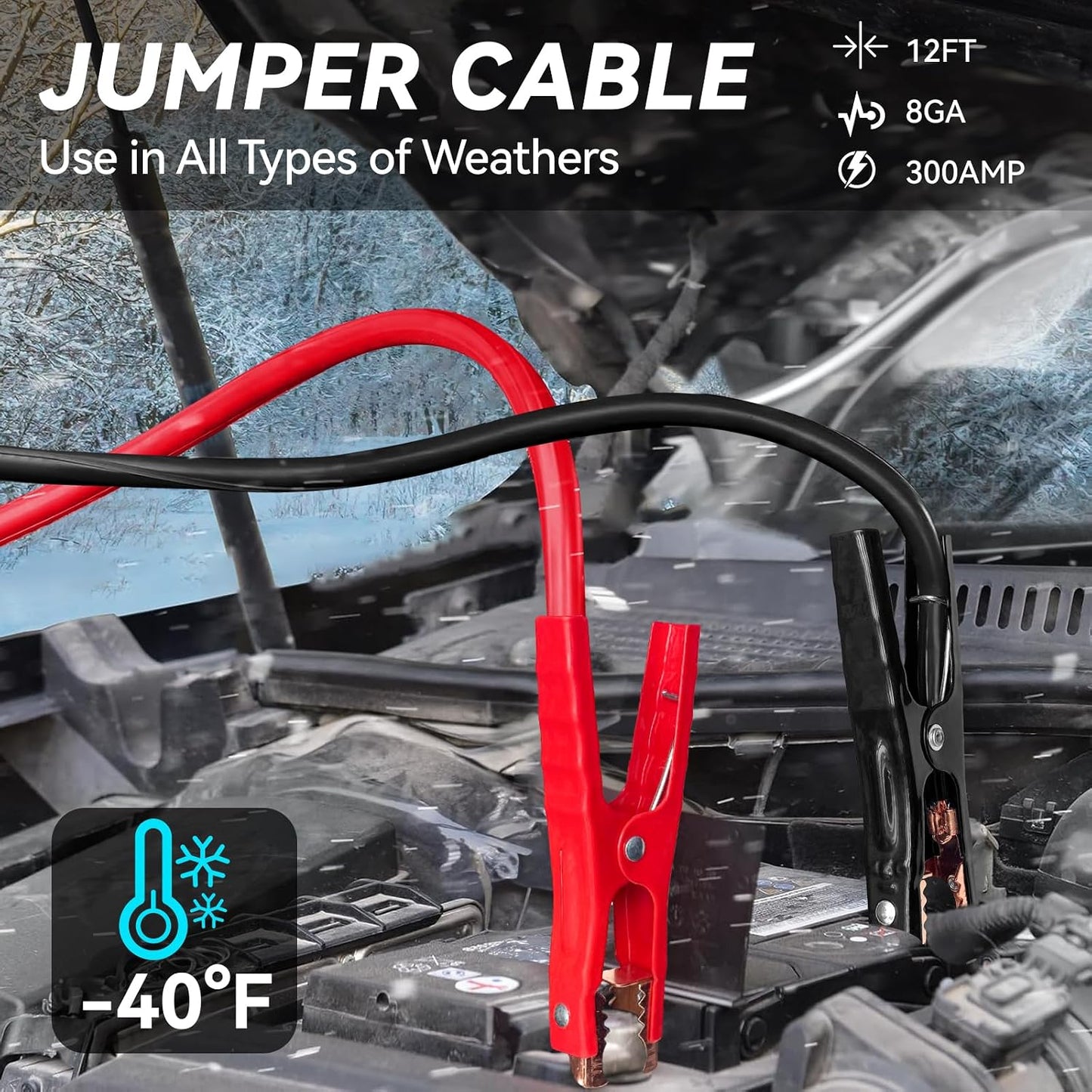 Car Emergency Safety Kit Bag with Digital Air Compressor,Jumper Cables,First Aid Kit, Winter Vehicle Roadside Safety Kit with Detachable Snow Shovel, for Women, Men, Teen