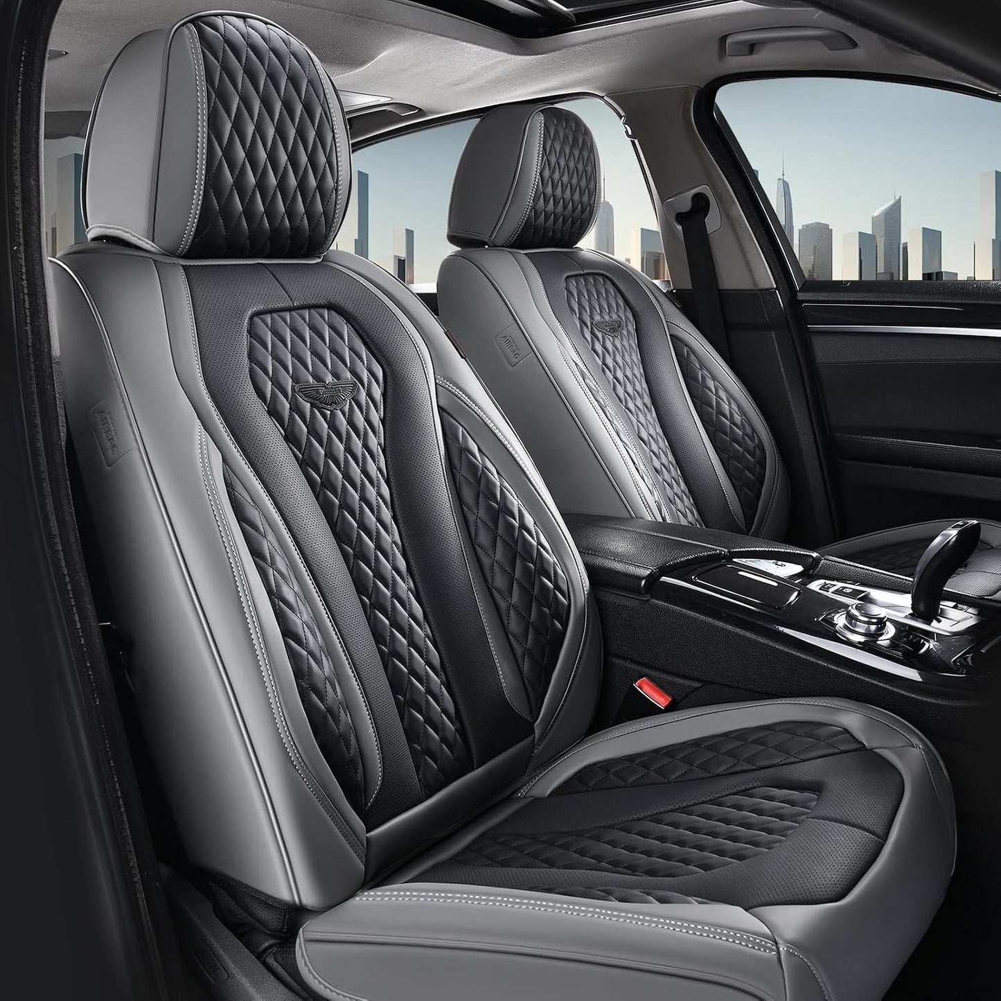 Coverado Seat Covers, Car Seat Covers Full Set, Black Car Seat Cover, Car Seat Covers Front Seats Back Seat Cover, Waterproof Car Seat Cushion, Leather Seat Covers Seat Protector Fit for Most Cars