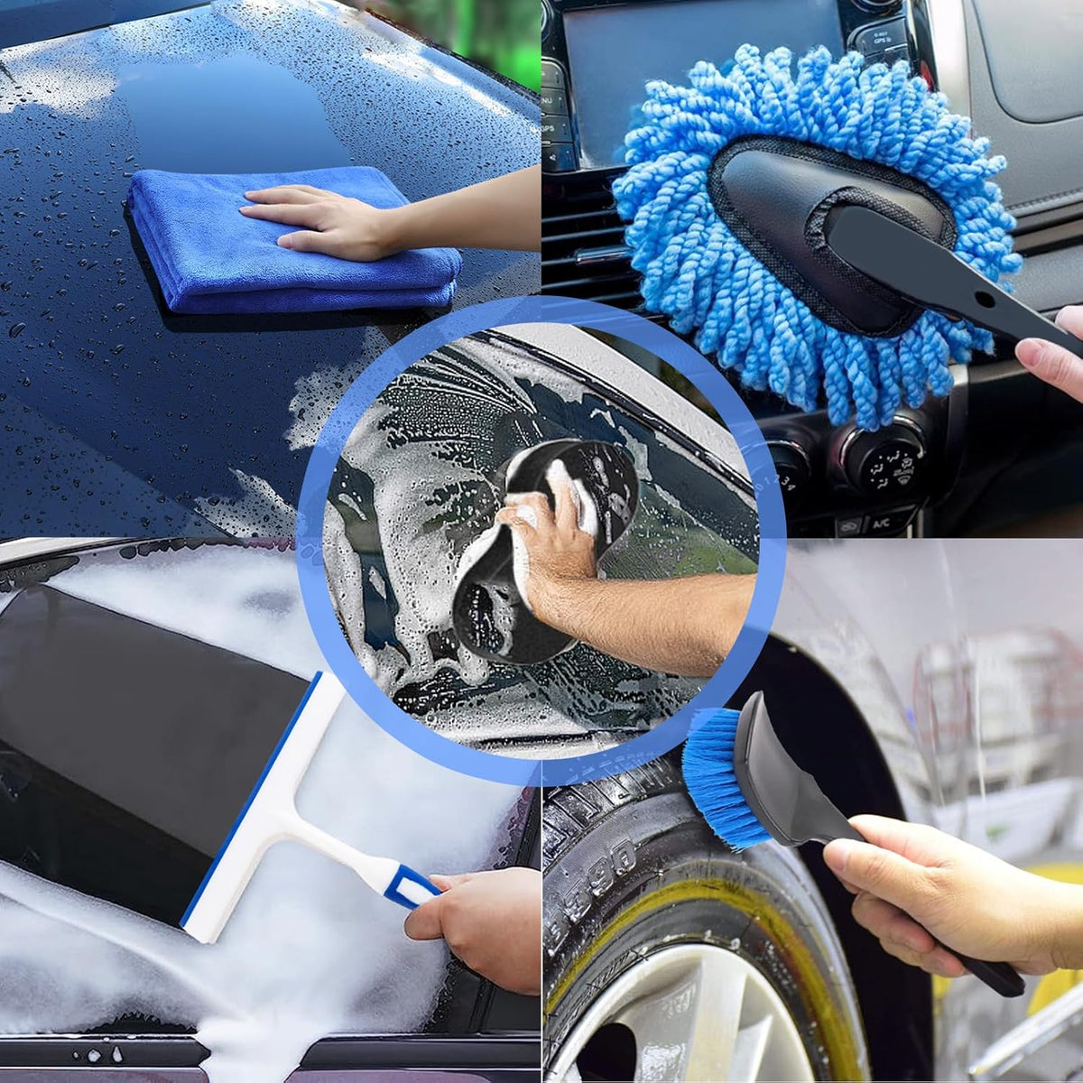 LIANXIN Car Wash Kit Car Wash Cleaning Kit with Car Wash Foam Gun Microfiber Sponge and Towels Tire Brush Built, Car Foam Gun, Car Cleaning Tool