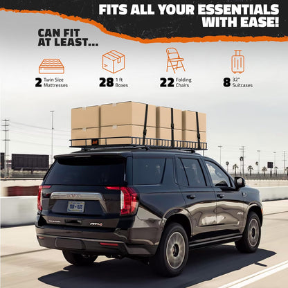 Mockins 16 Cu Ft Weatherproof No Rack Rooftop Cargo Carrier Bag 45"x34"x18" | Rooftop Cargo Bag for Top of Car | Car Topper Luggage Carrier Waterproof Set w/ Accessories | Vehicle Soft-Shell Carriers