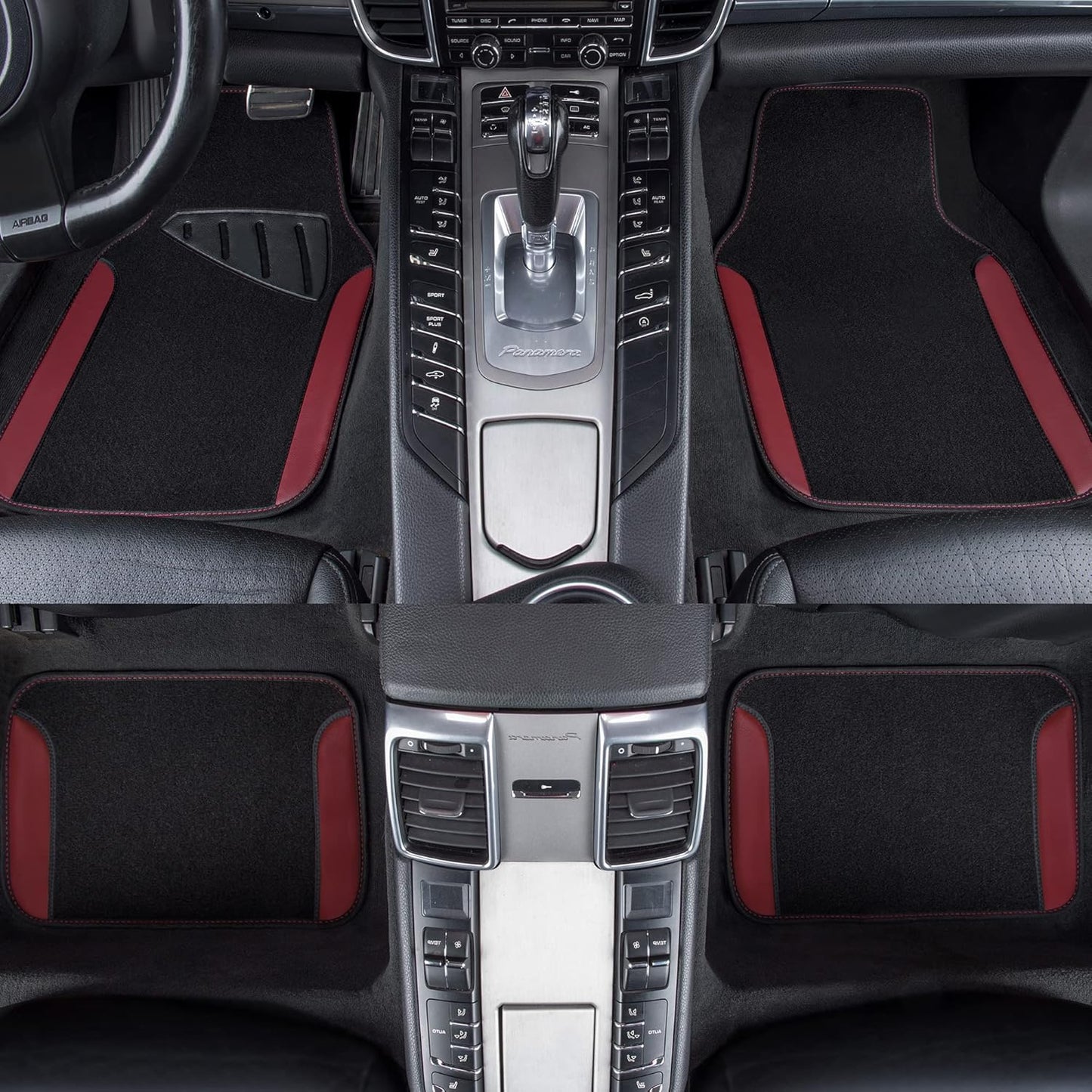 CAR PASS Waterproof Universal Fit Car Floor Mats, Faux Leather Car Carpet Mats, Black Car Mats with Anti-Slip Nibbs Backing & Driver Heel Pad Fit for SUV,Vans,sedans, Trucks,Set of 4pcs(All Black)