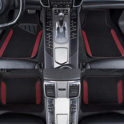 CAR PASS Waterproof Universal Fit Car Floor Mats, Faux Leather Car Carpet Mats, Black Car Mats with Anti-Slip Nibbs Backing & Driver Heel Pad Fit for SUV,Vans,sedans, Trucks,Set of 4pcs(All Black)