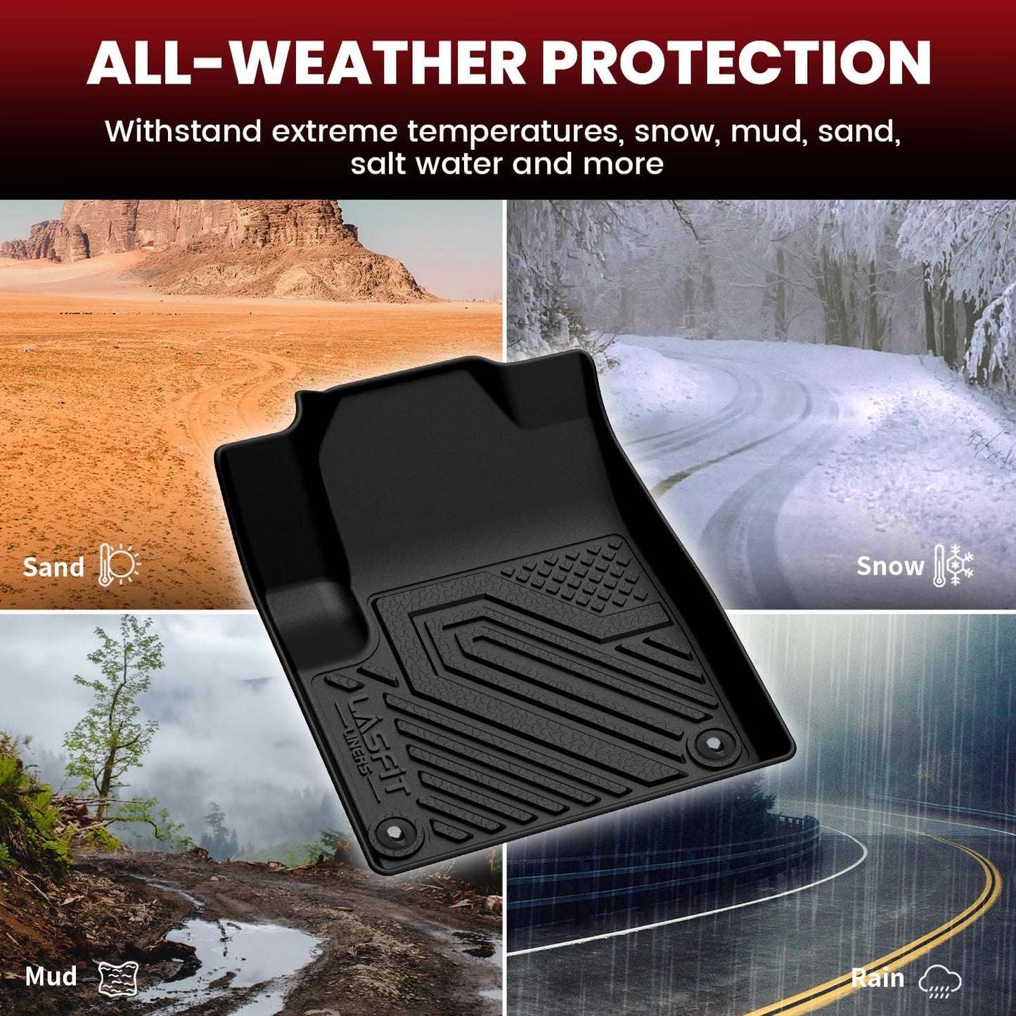 LASFIT Floor Mats for Jeep Grand Cherokee WL 2022-2025 2026 5-Seat (Include 4xe, NOT for L), All Weather TPE Custom Fit Car Mats Floor Liners Cargo Liner Cargo Mat Trunk Mat Black