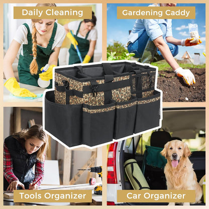 SCAVATA Wearable Cleaning Caddy Organizer with Handle & Shoulder Straps for Housekeepers, Under Sink & Car Cleaning Tool Organizer Bag with 4 Foldable Dividers (Green)