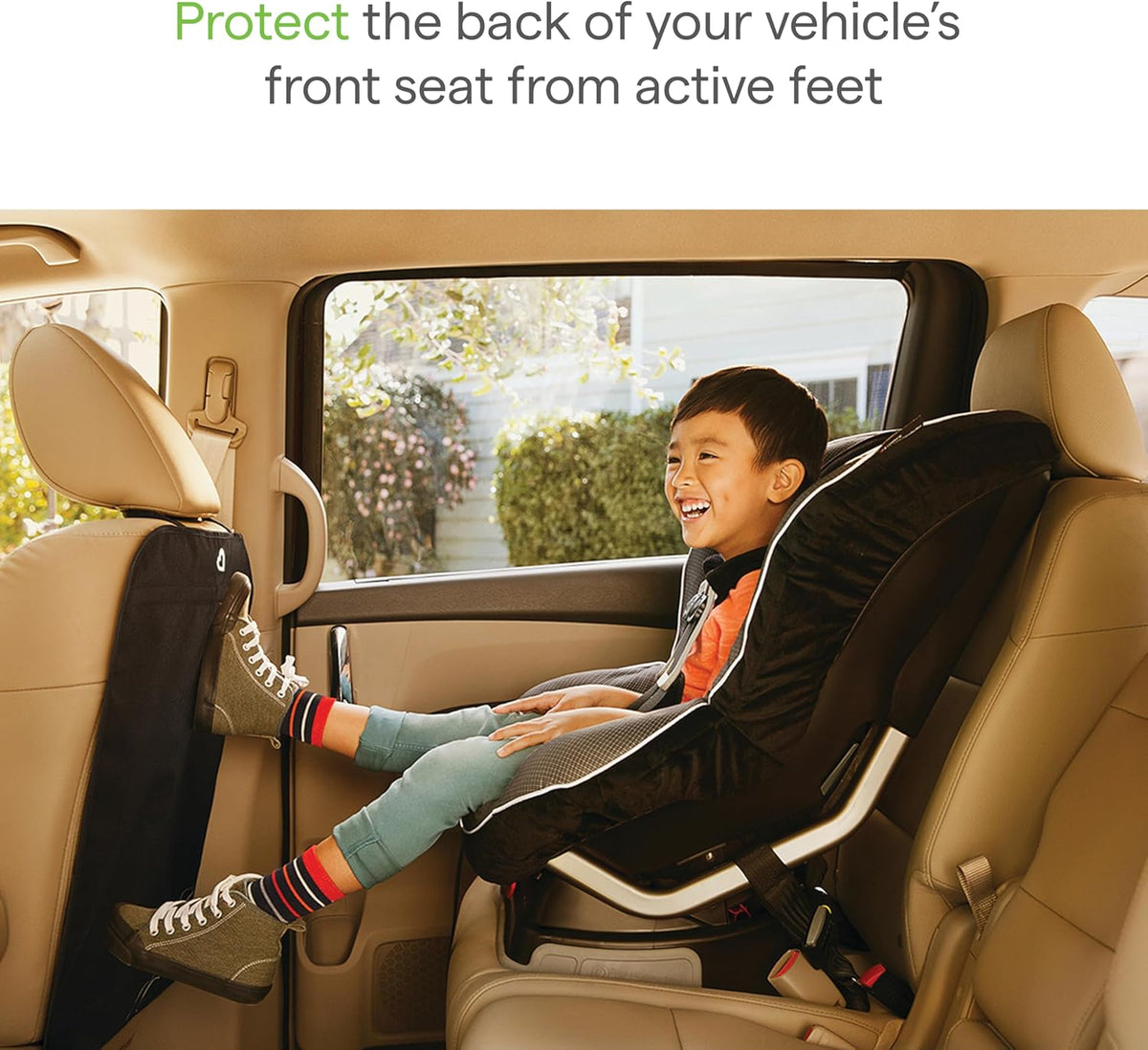 Munchkin® Back Seat Cover for Kids, Deluxe Kick Mats™ Car Seat Protector, Black, 2 Pack
