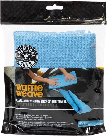 Chemical Guys Waffle Weave Gray Matter Microfiber Drying Towel - 25" x 36", Premium Blend Microfiber Towel with Soft-Banded Edging for Scratch-Free Car Drying, Ultra Absorbent