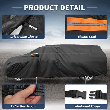 X AUTOHAUX Car Cover for Honda Civic Sedan/Coupe 210D-PU Outdoor Full Car Cover All Weather with Door Zipper for Waterproof Windproof Sun Rain Snow Protection