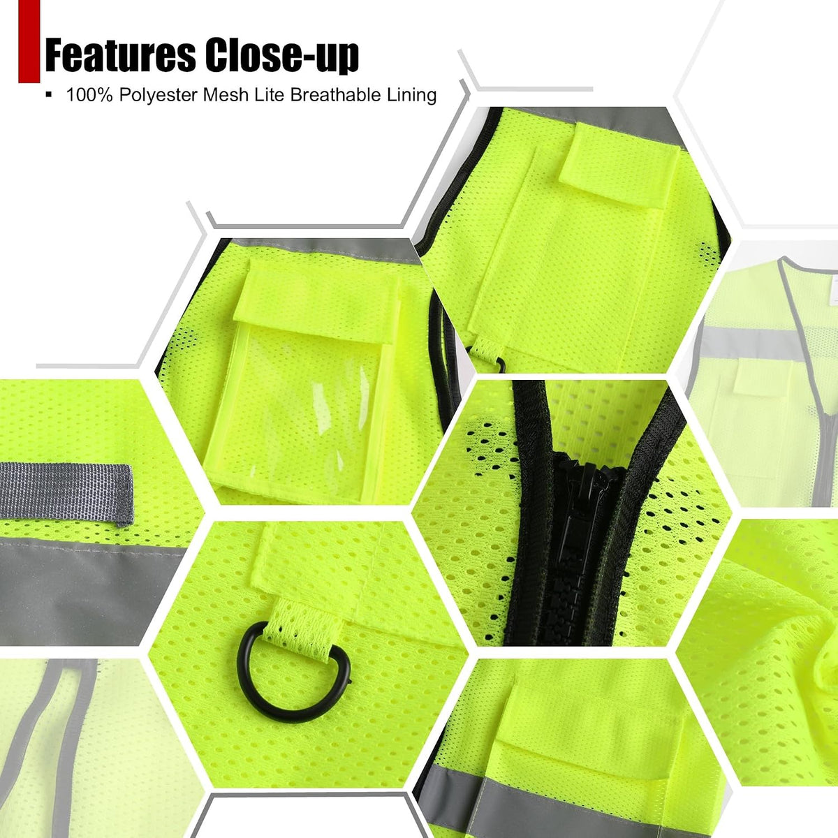 Safety Vest for Men Women Hi Vis Vest with Pockets Mesh High Visibility Vests Meets ANSI/ISEA Standards
