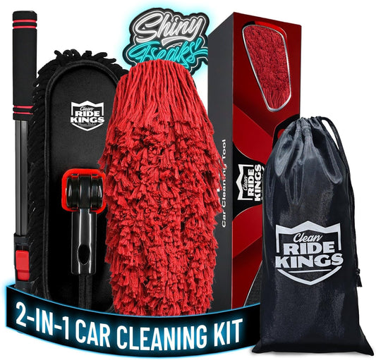 Car Cleaning Supplies Duster, Exterior Scratch Free, Soft Brush Kit for Truck SUV RV Motorcycle, Wax Cotton Hair, Extendable Handle, Car Feather Duster No Lint, Gifts for Men Women