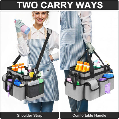 Cleaning Caddy,Cleaning Bag for Housekeepers,Cleaning Supplies Organizer with Handle,Black
