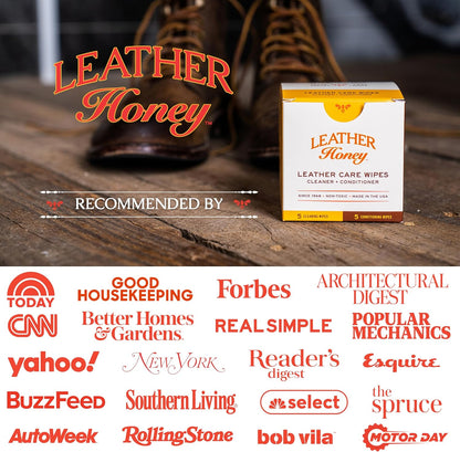 Leather Honey Leather Wipe Kit: Clean & Restore On-The-Go. For Any Color of Leather Couches, Car Seats, Purses, Shoes & Bags. Nontoxic, Ready-to-Use & Made in the USA. 5 Cleaner & 5 Conditioner Wipes
