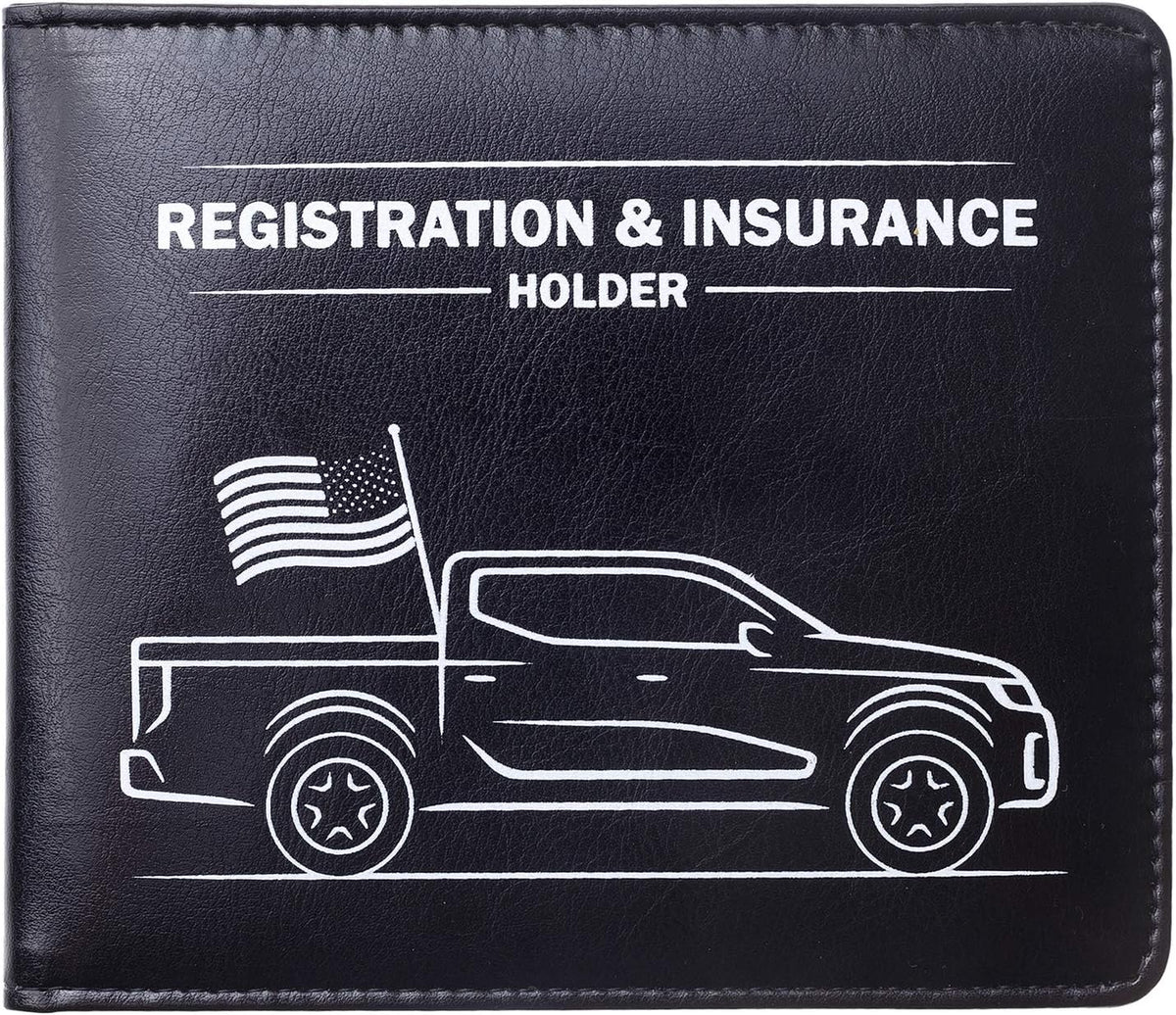 CANOPUS Car Registration & Insurance Holder with Magnetic Closure, Vehicle Document Organizer, Auto Glove Box Wallet, Includes 2 EZ Pass Strip Sets – Truck