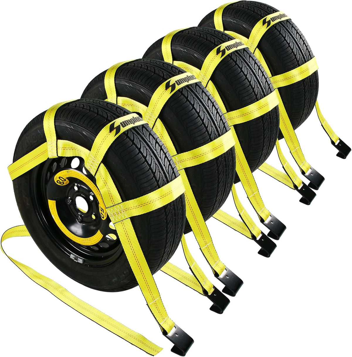 Tow Dolly Basket Straps with Flat Hook-2 Pack,Car Wheel Strap Tire Bonnet Net Fits 14"-19" Tires Auto Universal Vehicle Car Dolly Ropes Accessories