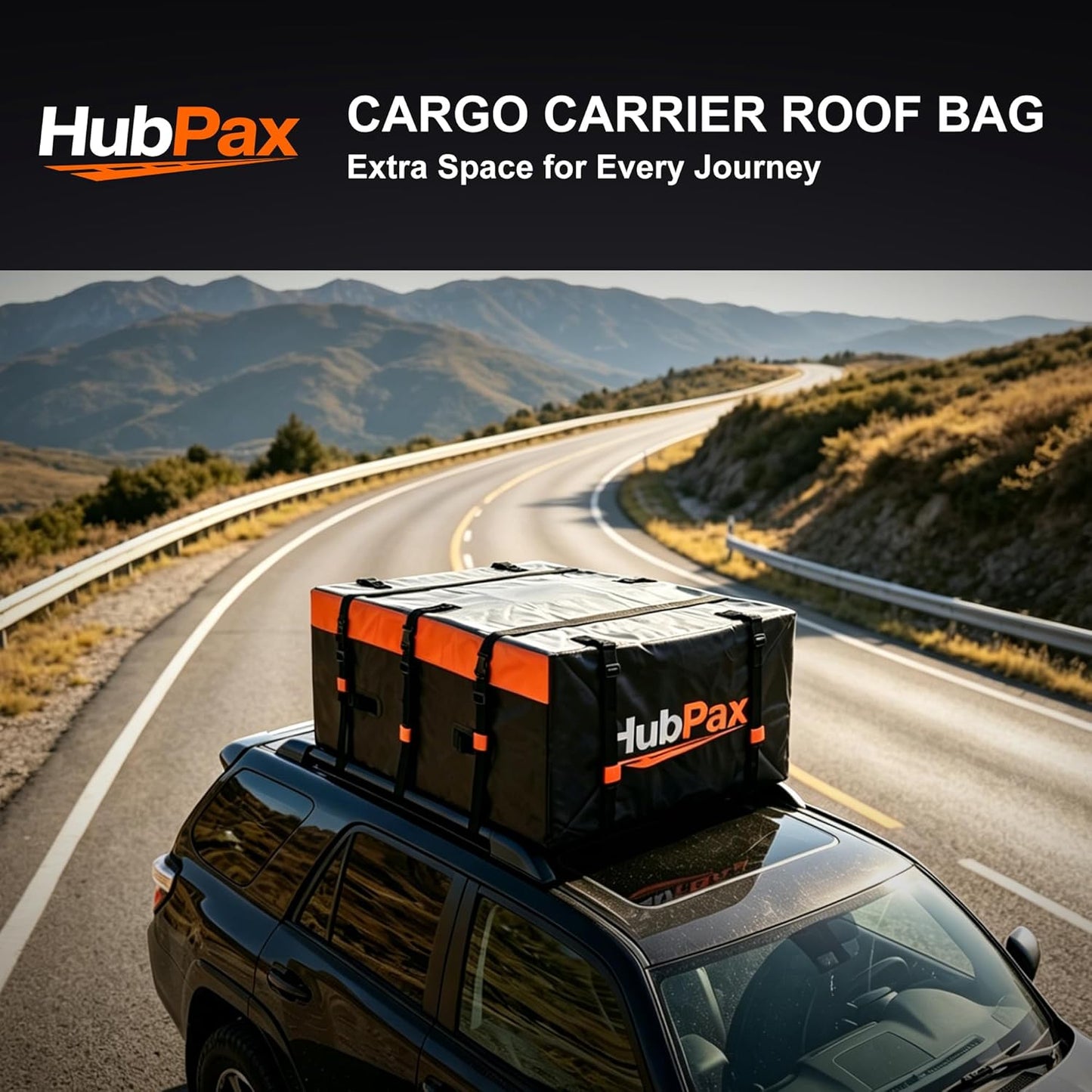 21 Cu Ft. Car Rooftop Cargo Carrier Bag Car Roof Top Bag Cargo Carrier | Fit All Vehicle with/Without Rack, Includes Anti-Slip Mat, 8 Reinforced Straps, 6 Door Hooks, Luggage Lock