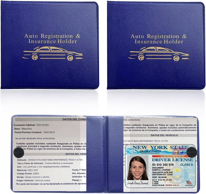 Ziciner Car Registration Insurance Holder, 2Pack Essential Auto Card Document Glove Box Organizer with Touch Fastener, Vehicle Interior Accessories Perfect for Most Car, Truck, SUV (Red/Small Car)
