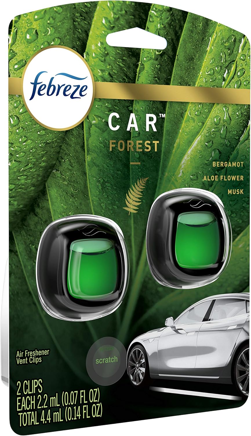 Febreze Car Air Freshener Vent Clip Platinum Ice Scent, .07 oz. Car Vent Clip, Pack of 4