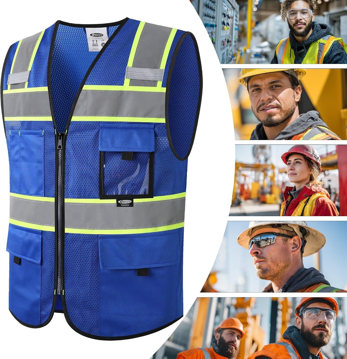 JKSafety Safety Vest for Men Women Hi Vis Relfective Vest with Pockets High Visibility Meet ANSI Standard