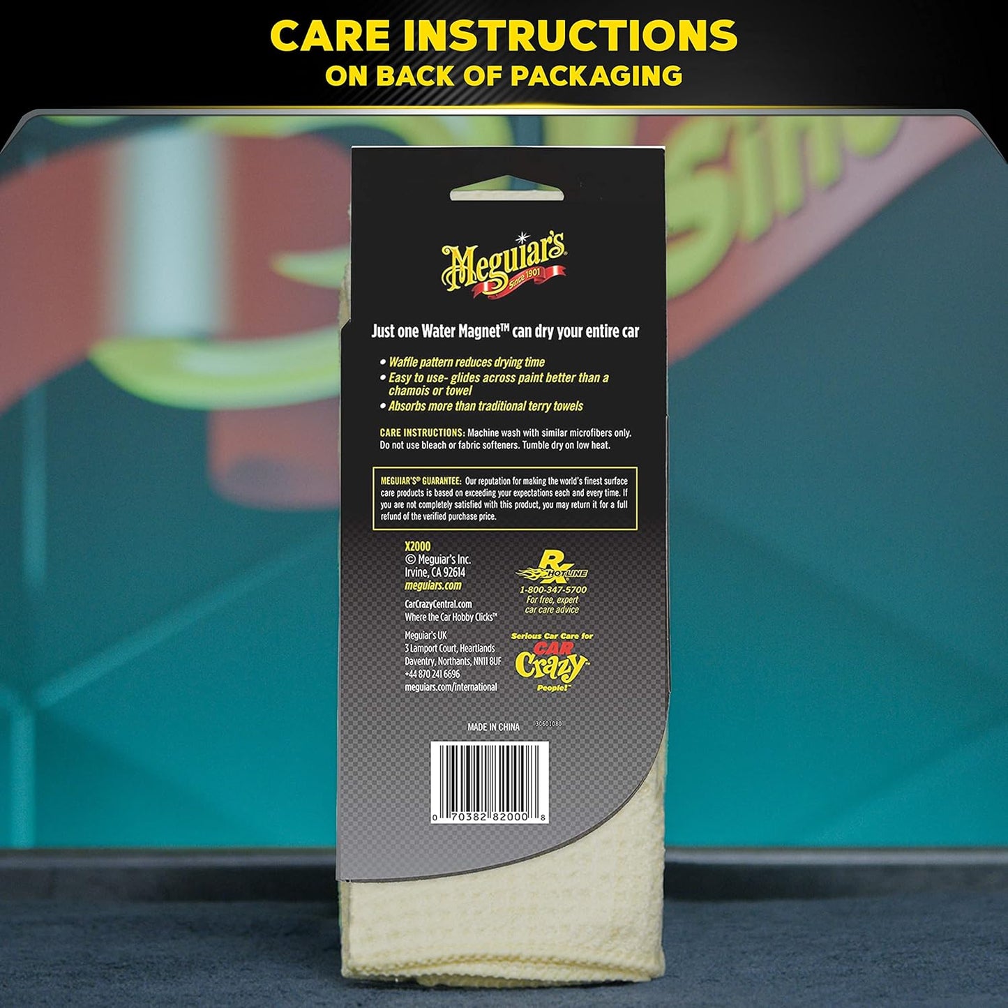 Meguiar's Water Magnet Microfiber Drying Towel, Premium Car Wash Microfiber Towel that’s Super Plush, Water Absorbent & Scratch-Free Big Microfiber Towels for Cars, 1 Pack