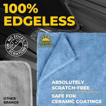 Super Soft Microfiber Towels for Cars - Edgeless - 6pk (12”x12”) - Premium Scratch-Free Towel - Great for Drying, Detailing, Polishing, Buffing - Ultra Absorbent Microfiber Cleaning Cloths for Car